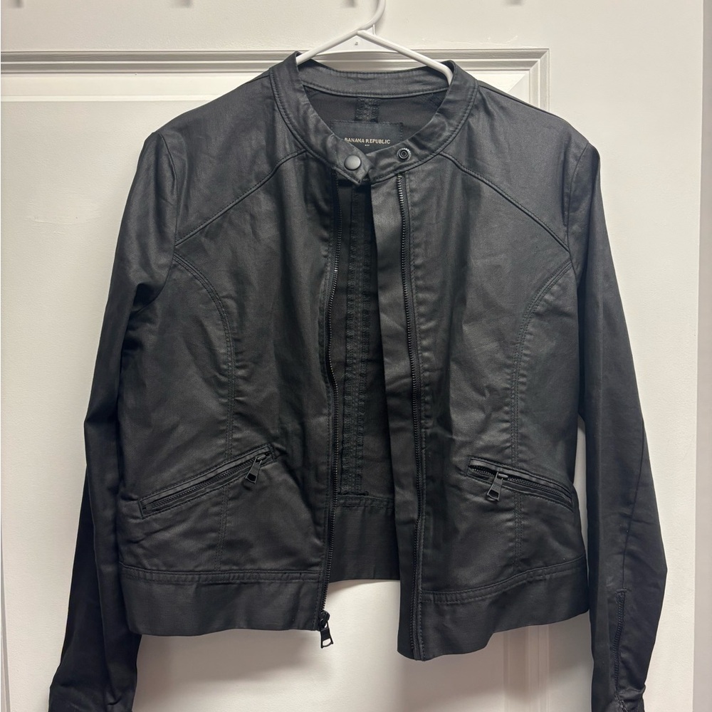 Banana Republic Charcoal Leather Jacket